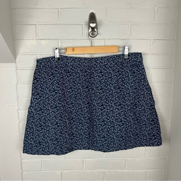 Fat Face Navy Patterned Button Front 100% Cotton Skirt Size 16 - Picture 9 of 9